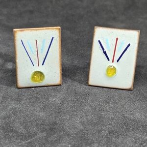 Artisan Enamel Over Copper Sun Style Cuff Links